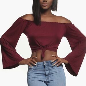 Elegant Off-Shoulder Burgundy Top